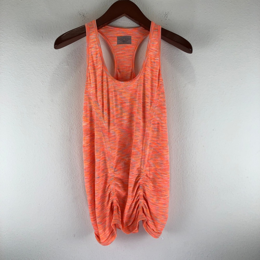 Pilates Princess Athleta Women Orange Space Dye Ruched Racerback Tank Top Large